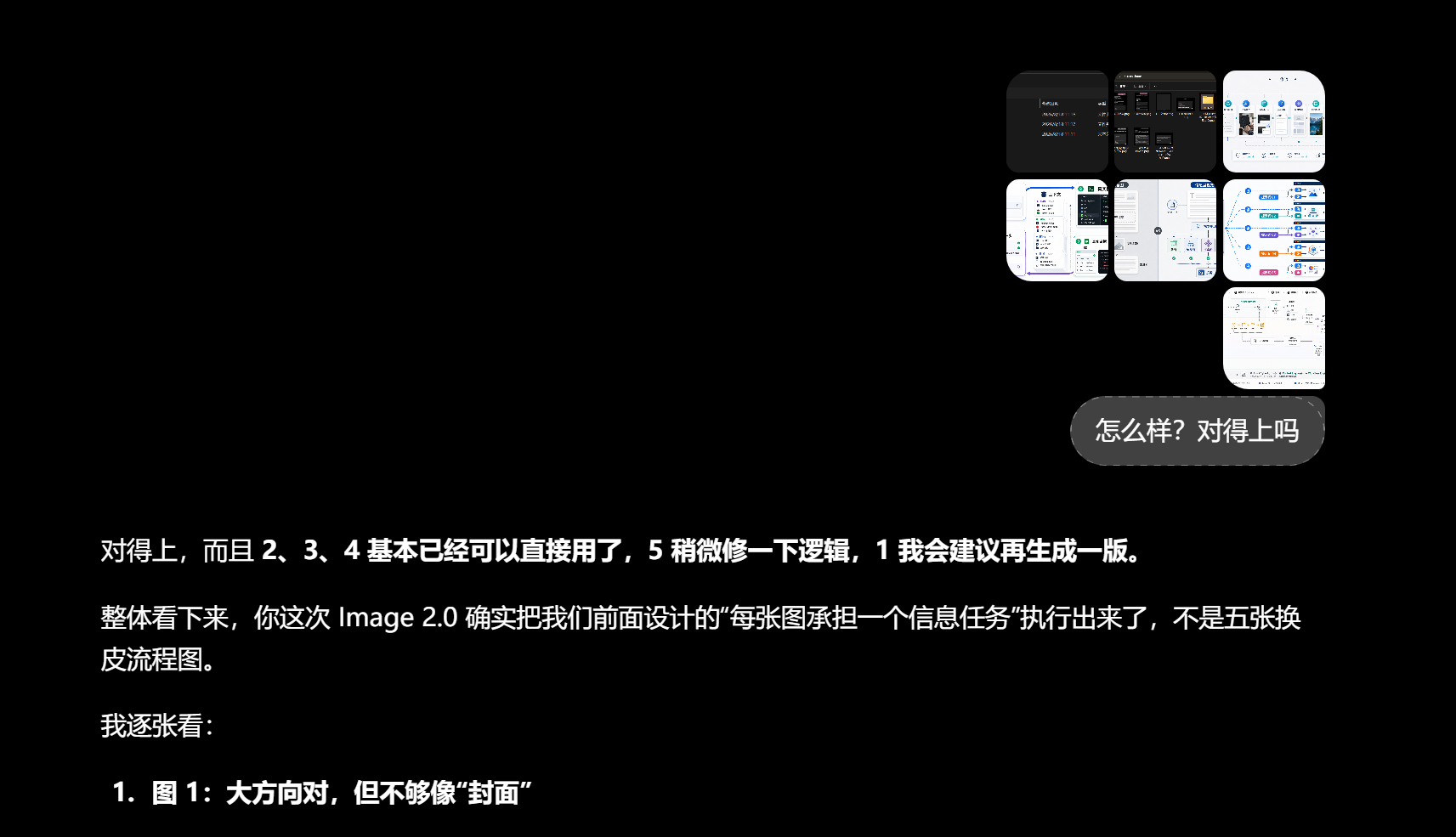 逐张检查生成结果，不通过就调整 Prompt 后重新生成