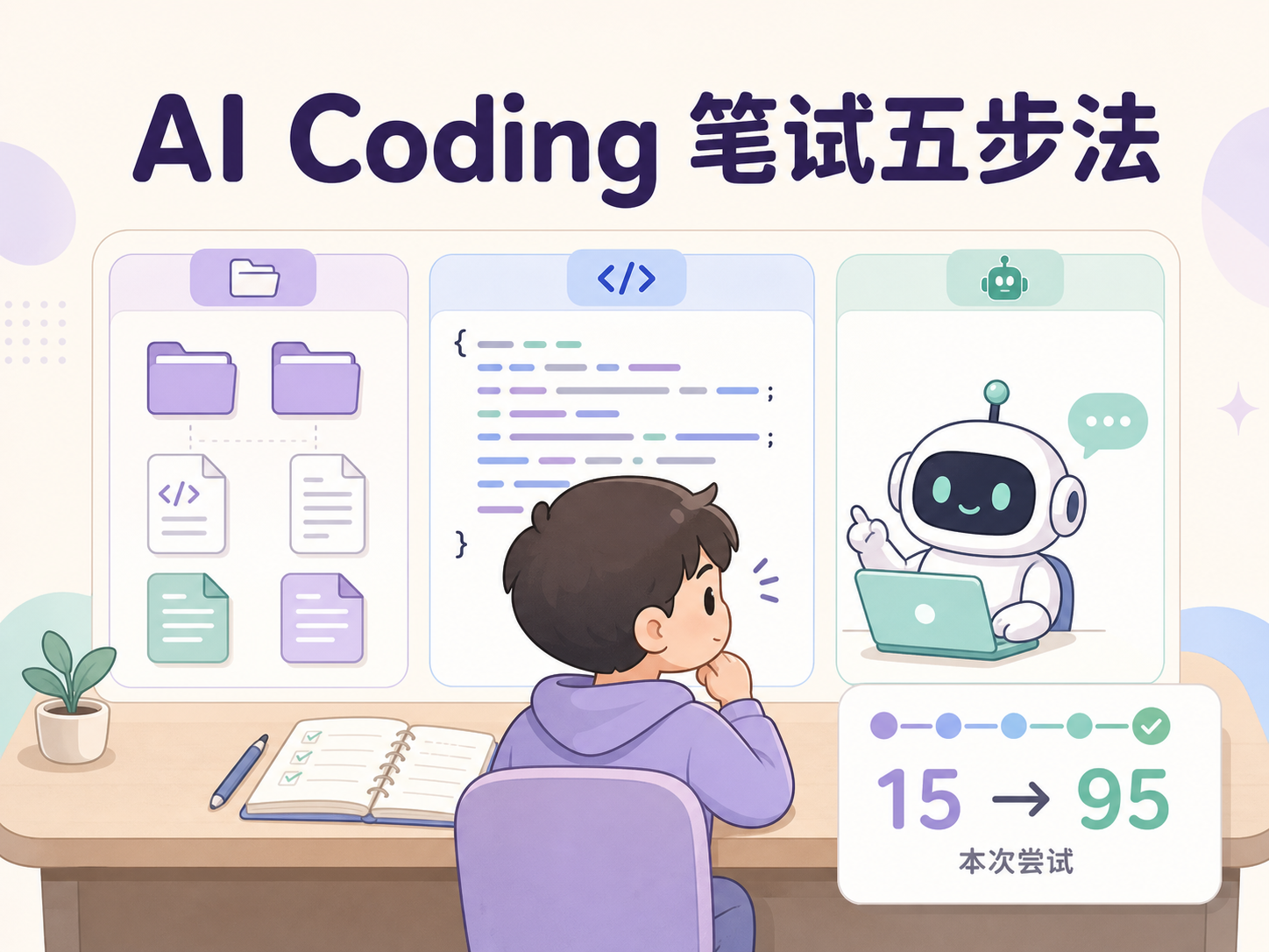 这次 AI Coding 笔试从初次评测 15 分推进到记录中的 95 分