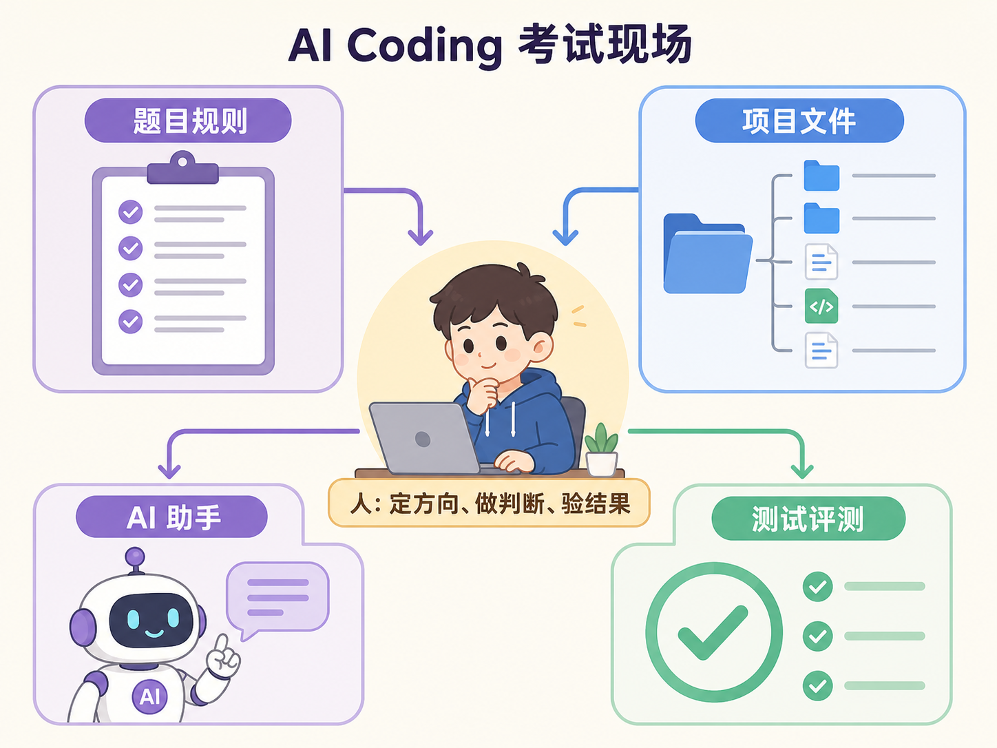 AI Coding 工作台把题目规则、项目文件、AI 助手和测试评测放在一起