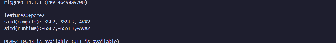 项目托管目录里的 rg.exe 能独立返回 ripgrep 14.1.1