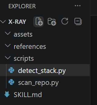 继续创建用于识别技术栈的 detect_stack.py