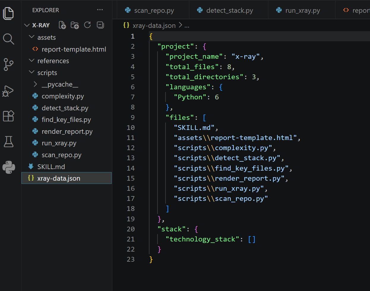xray-data.json 保存脚本采集的一手事实
