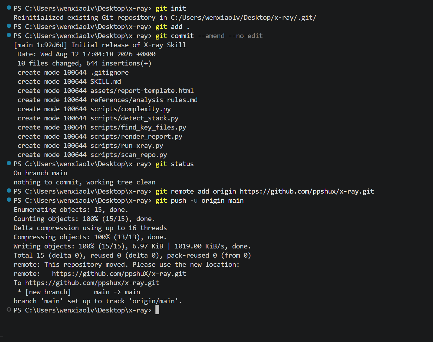 本地提交后把 main 分支推送到 GitHub